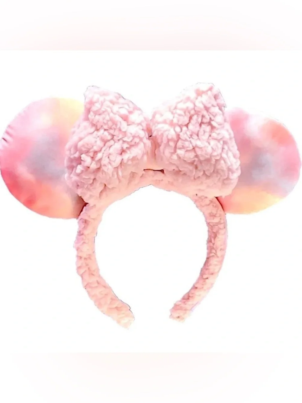 NEW Disney Parks Tie Dye Pink Sherpa Headband Ears
